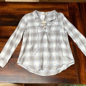 Woman’s Blue/Grey/White Blouse